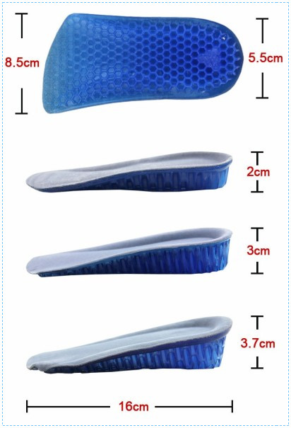 Custom Gel Height Increase Insole for Shoes Massaging Gel Insoles